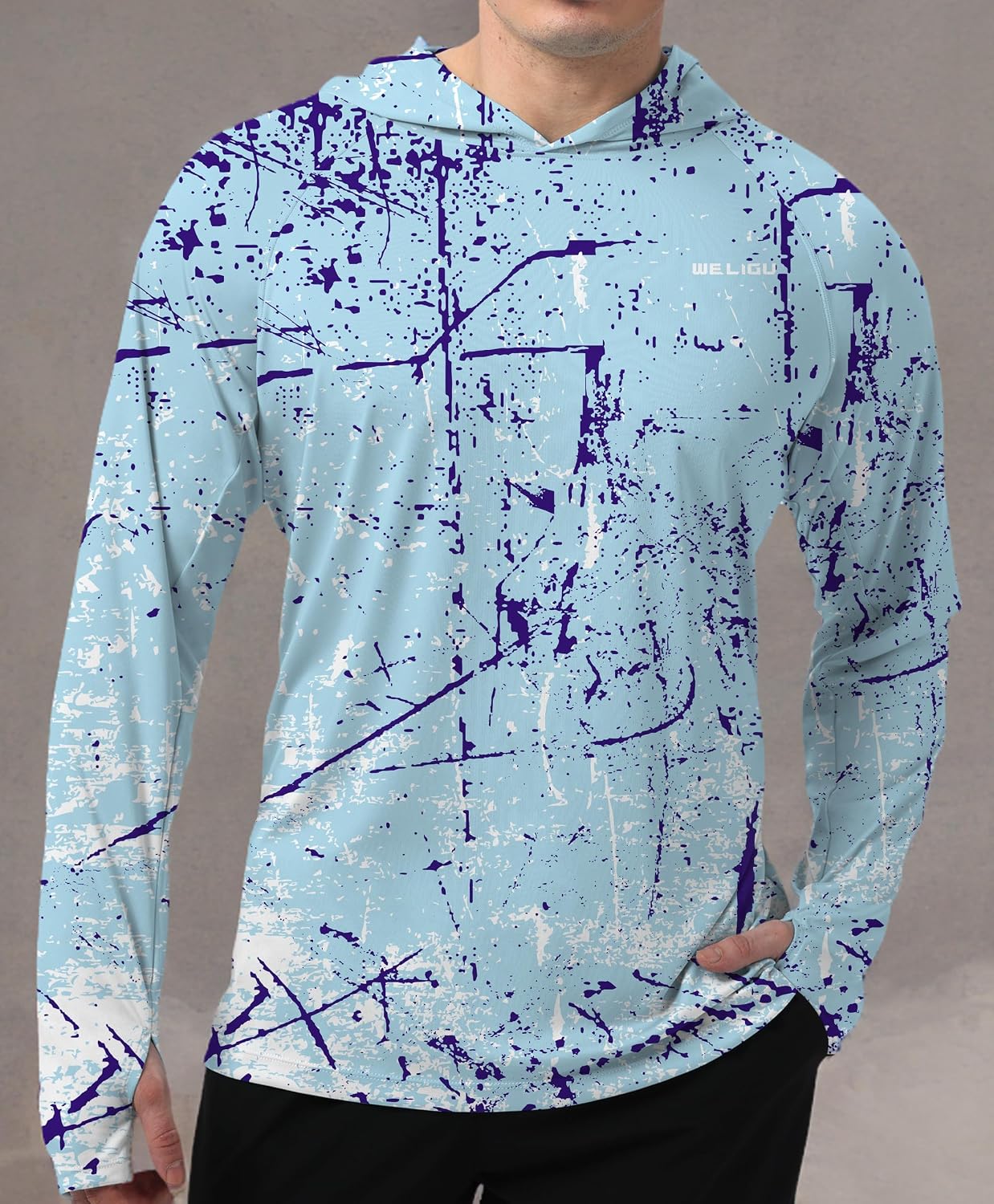 Men's UPF 50+ Sun Protection Hoodie Shirt Long Sleeve SPF Fishing Outdoor UV Hiking Lightweight Shirts