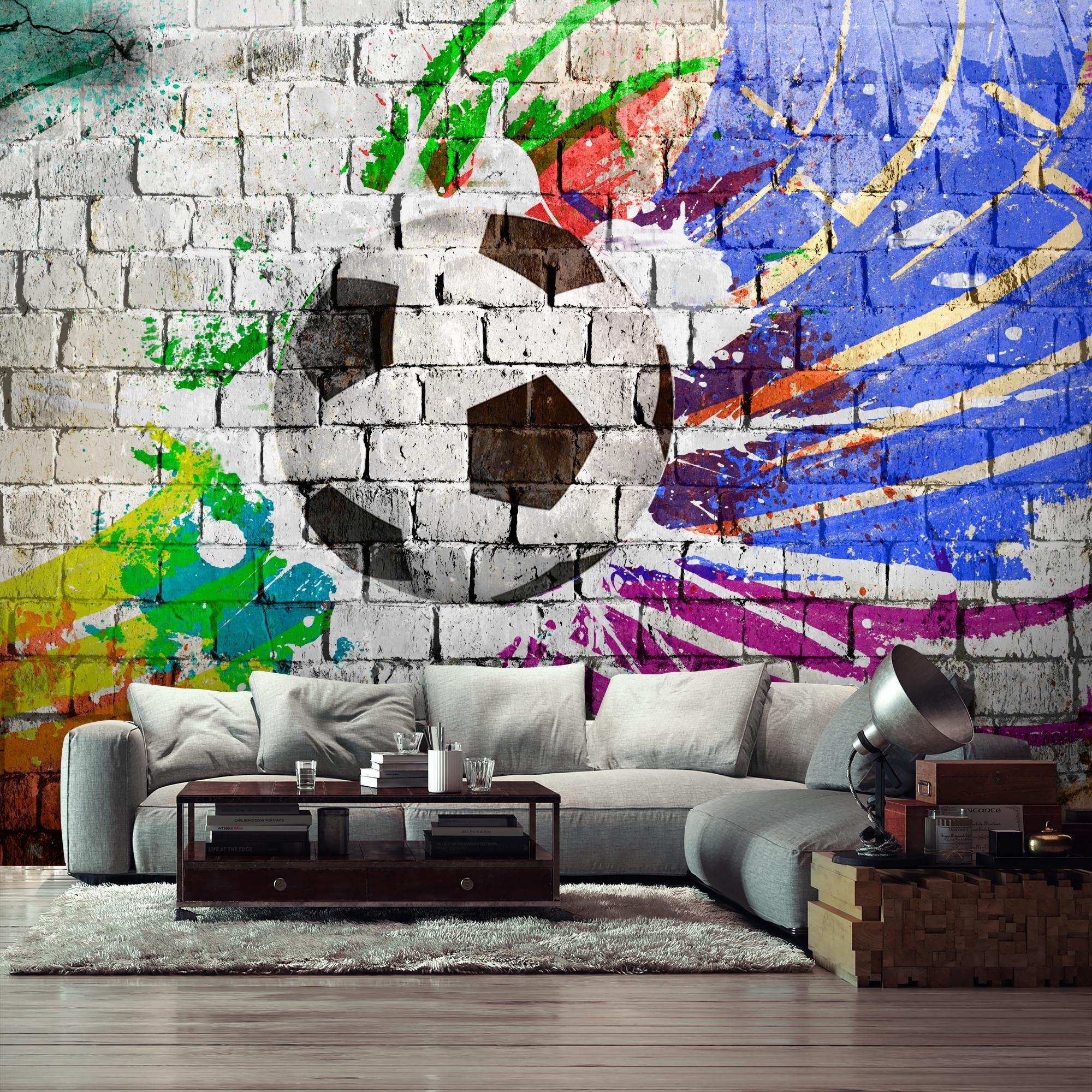 Runa Art Papel tapiz fotográfico muro de piedra de fútbol 352 x 250 cm Lana Fondo De Pantalla XXL Moderna Decoración De Pared Sala Cuarto Oficina Salón Vistoso 9021011b