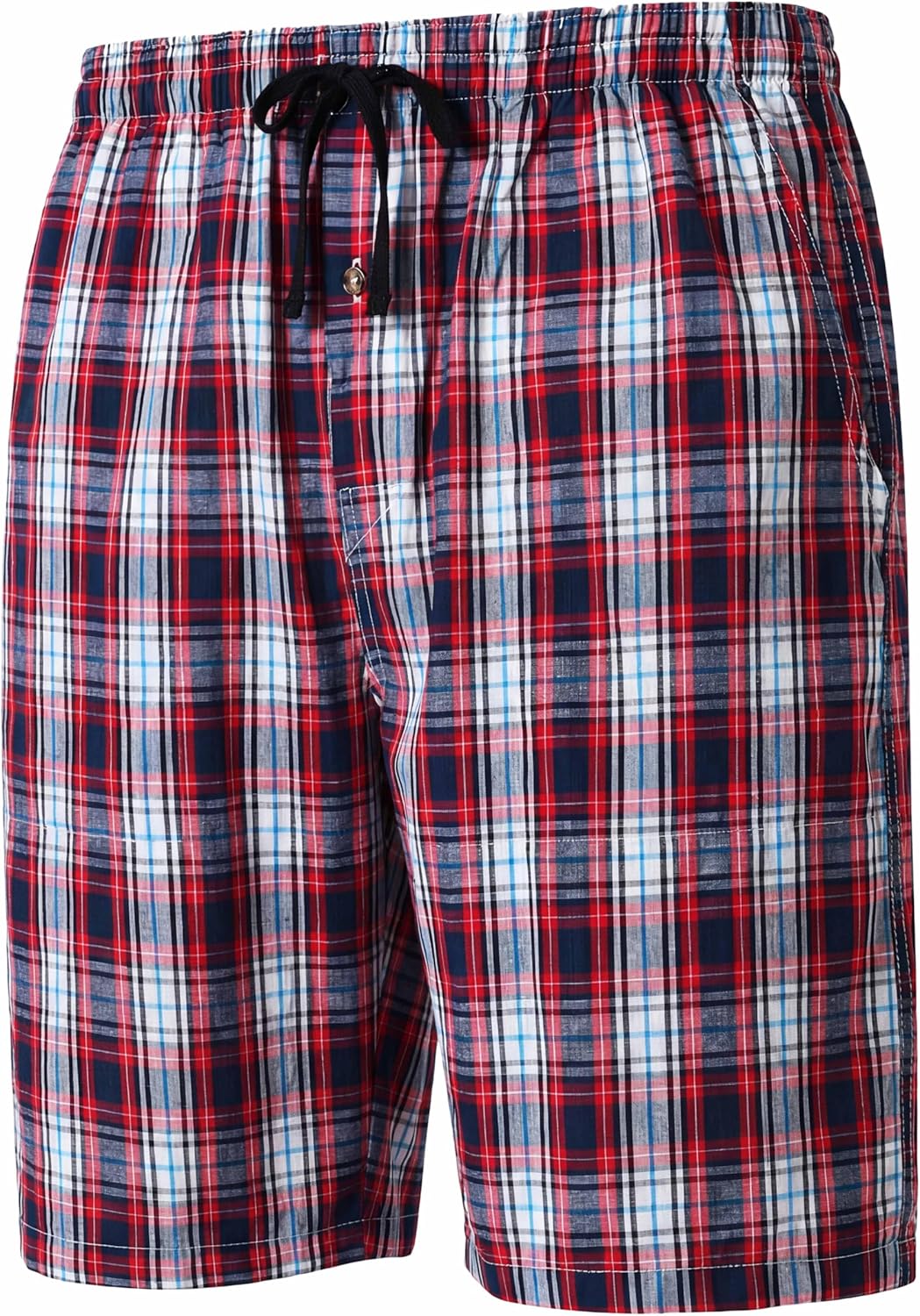 MoFiz Men's Plaid Pajama Shorts 3-Pack Woven Cotton Sleep & Lounge Shorts, Lightweight PJ Bottoms with Pockets & Button Fly - Image 3