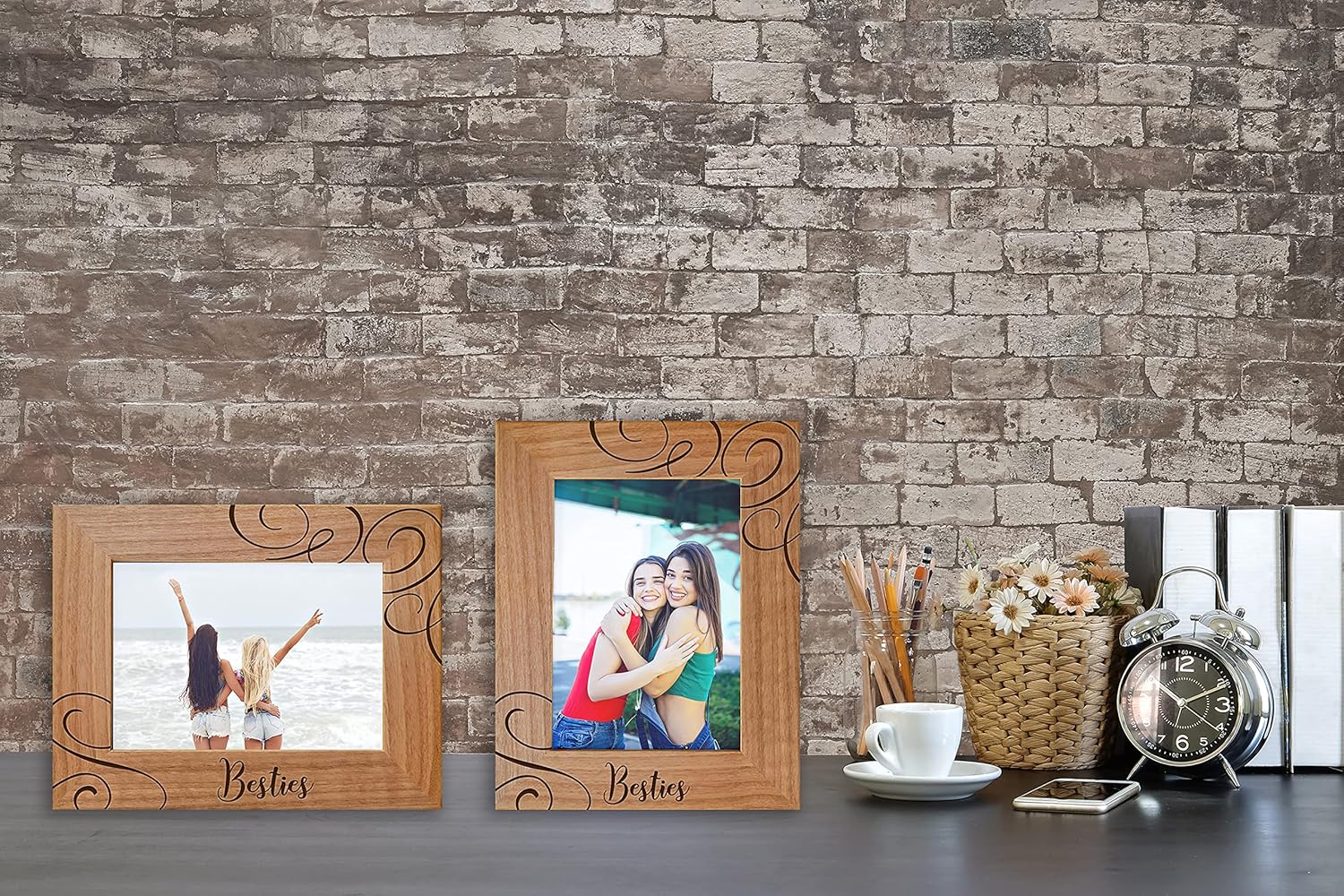 Best Friends Picture Frame Gift - Besties - Friend Birthday Gifts for Women, BFF, Bestfriend, Besties, - Long Distance Friendship Photo Picture Frame Gifts for Soul Sisters, 5x7 Vertical