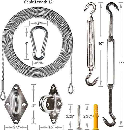 Vista 26 de Royal Shade Kit de herrajes de 10 pulgadas para toldo triangular de acero inoxidable de grado militar 316