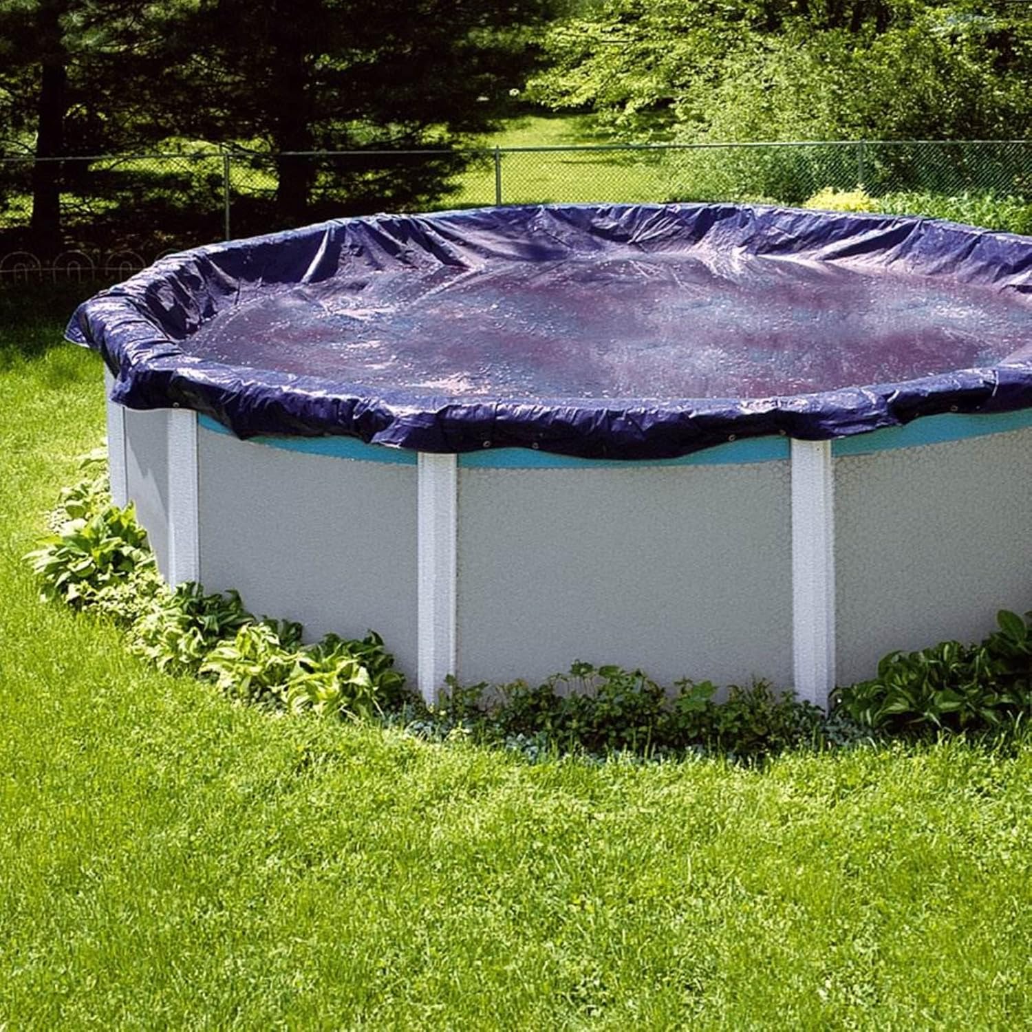 Swimline 30 Foot Round Above Ground Swimming Pool Winter Cover with 4 Foot of Overlap, Cable, Ratchet and Metallic Grommets, Pool Cover Only