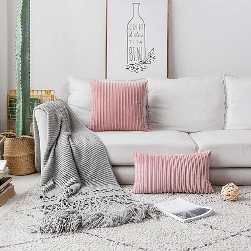 Miniatura 149 de UGASA - Juego de 2 fundas de almohada de terciopelo a rayas, funda decorativa para cojín con cremallera oculta para el hogar, sofá, dormitorio,