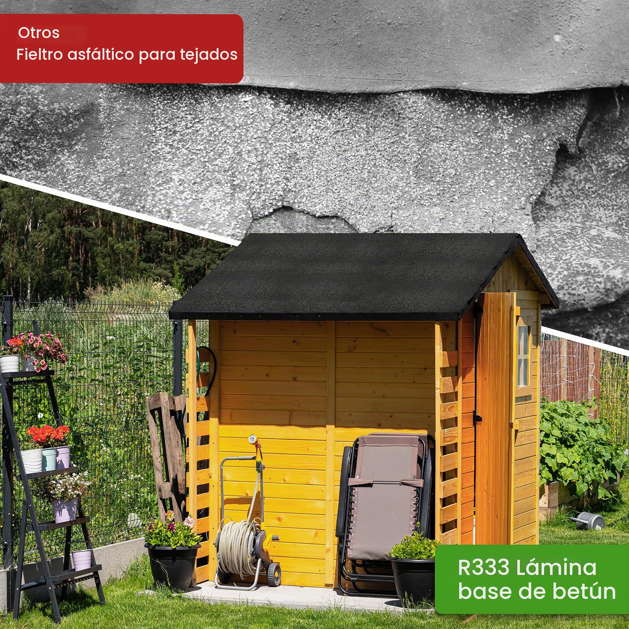 GARTENPIRAT Rollo con 5,0 m² de Tela asfáltica arenosa para techos Color Negro