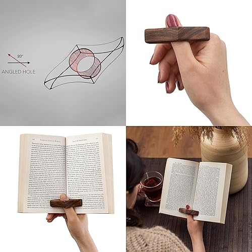 Miniatura 7 de TILISMA - Diseño mejorado - Agujero en ángulo - Soporte para páginas de libro de pulgar - Accesorios de madera hechos a mano - Accesorios de lectura