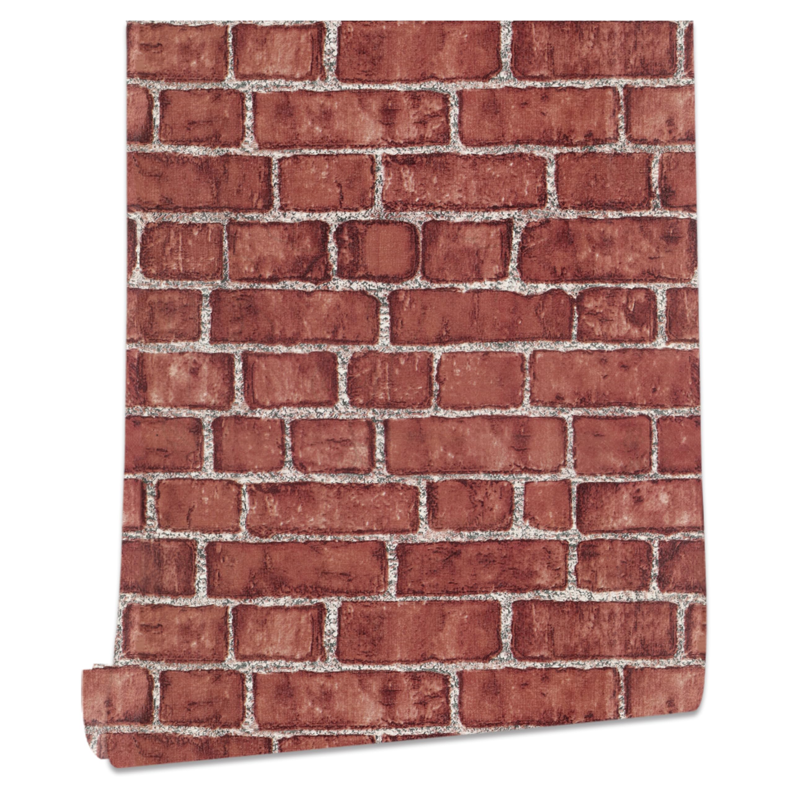 myforHD Stone Brick Wallpaper Peel and Stick 3D Effect Blocks Vintage Brick Faux Textured Self-Adhesive Wallpaper Kitchen Cabinets Backsplash Fireplace Laundry Room Accent Wall Decor — image 1