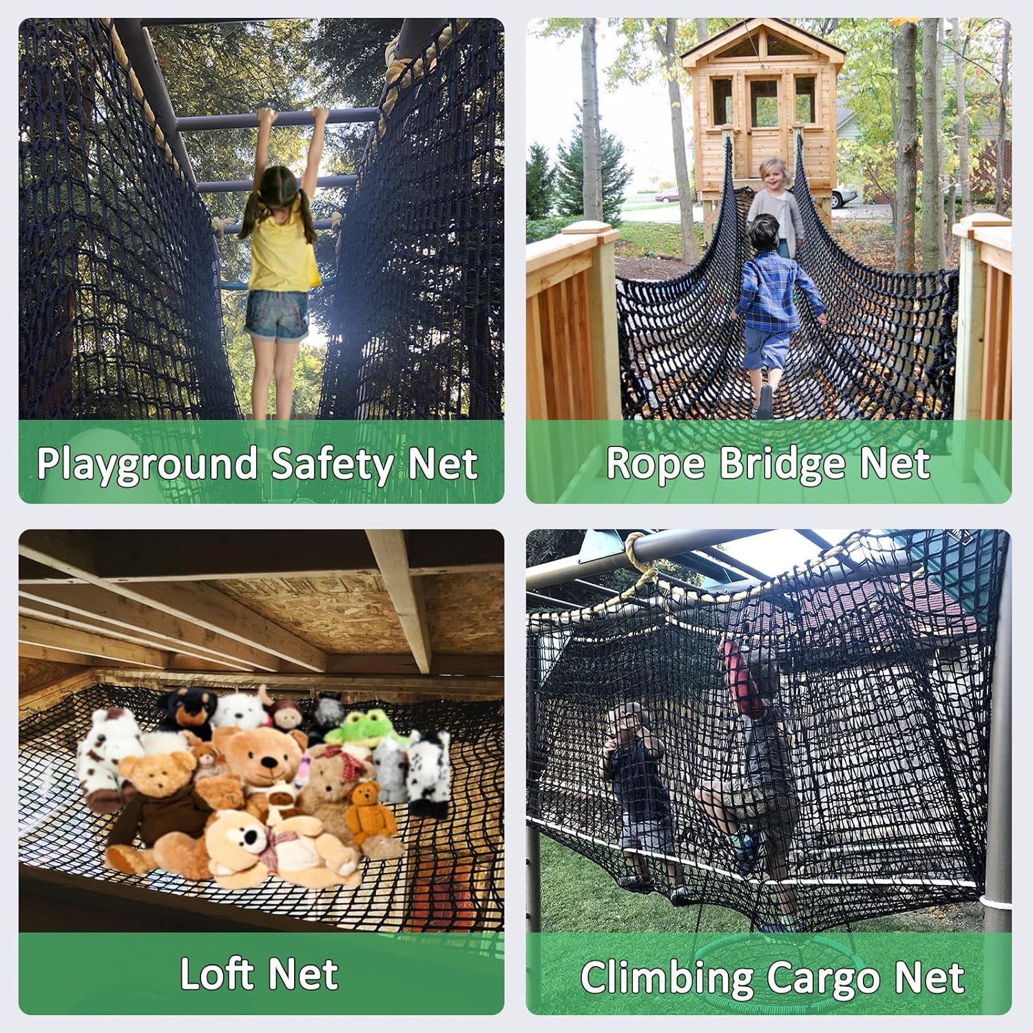 Climbing Net for Kids Double Layers Playground Safety Net Polyester Climbing Cargo Net Rope Bridge Nets for Treehouse Backyard Monkey Bars