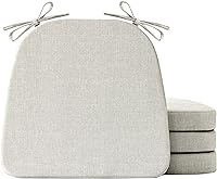 IASEAHK Set of 4 Non-Slip Dining Chair Cushions with Ties, 17x16x2" Beige D-Shaped Kitchen Chair Pads for Comfortable Seating