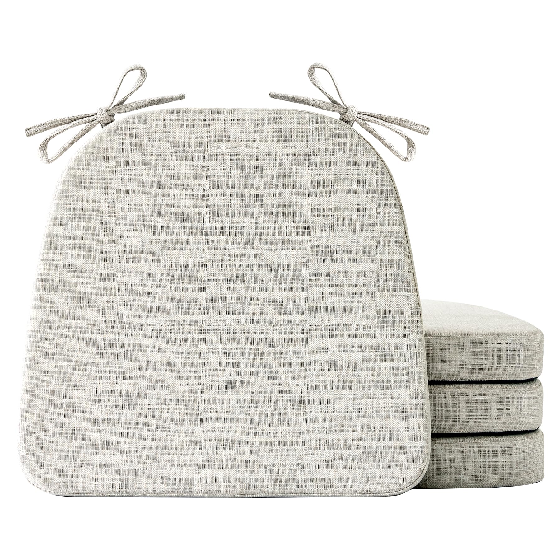 Chair Cushions for Dining Chairs Set of 4, Non Slip Kitchen Chair Pads, 17" x 16" x 2", Indoor Dining Chair Cushions with Ties, D-Shaped Seat Cushions for Kitchen Chairs, Beige