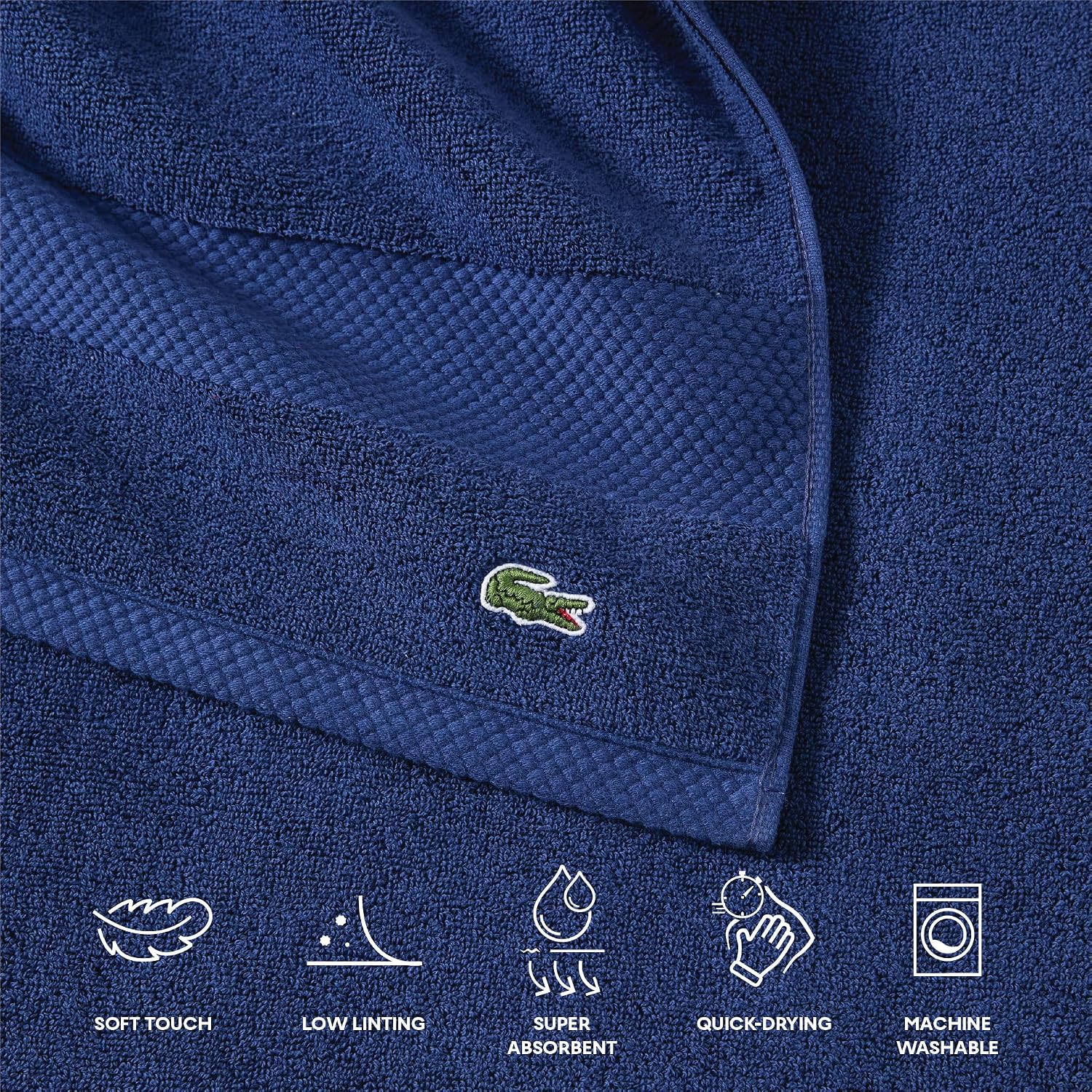 Lacoste Heritage 100% Supima Cotton Tub Mat 21" x 31", Navy image 3