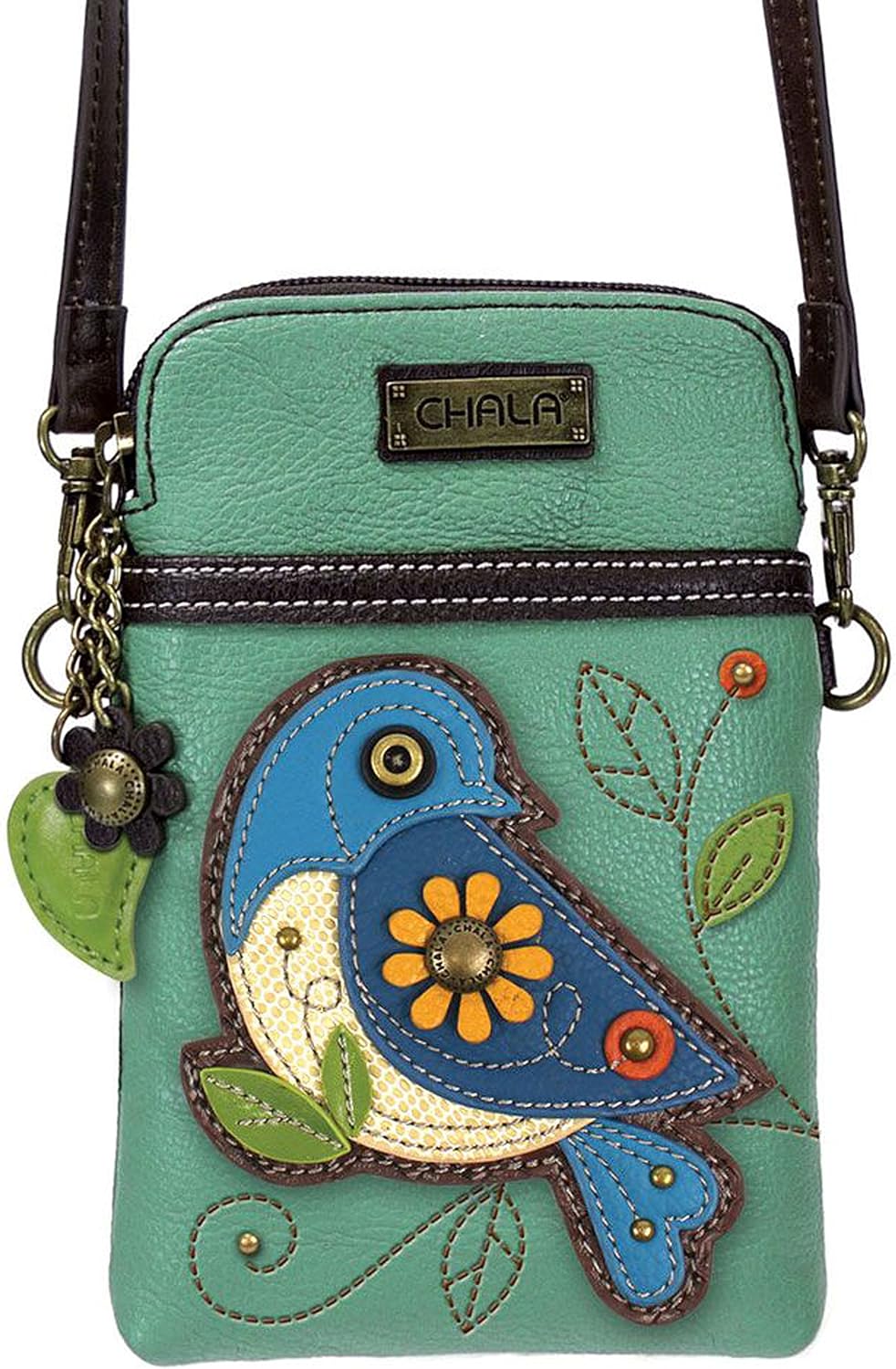 Chala Blue Bird Cellphone Crossbody Handbag - Convertible Strap