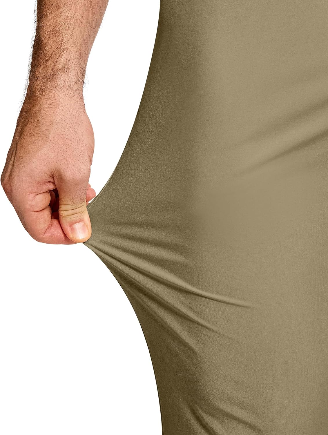 Men's Golf Dress Pants 30" Inseam Stretch Skinny Tapered Lightweight Breathable Chino Trousers with Pockets for Casual Work Dark Khaki 34 - Image 3