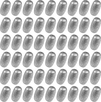 Egg Sinkers Fishing Weights Oval Shaped Fishing Weights Sinker Sliding Sinkers for Fishing Line Bass Casting Sinker Worm Weight Catfish Weights Fishing Sinkers for Saltwater Freshwater Fishing