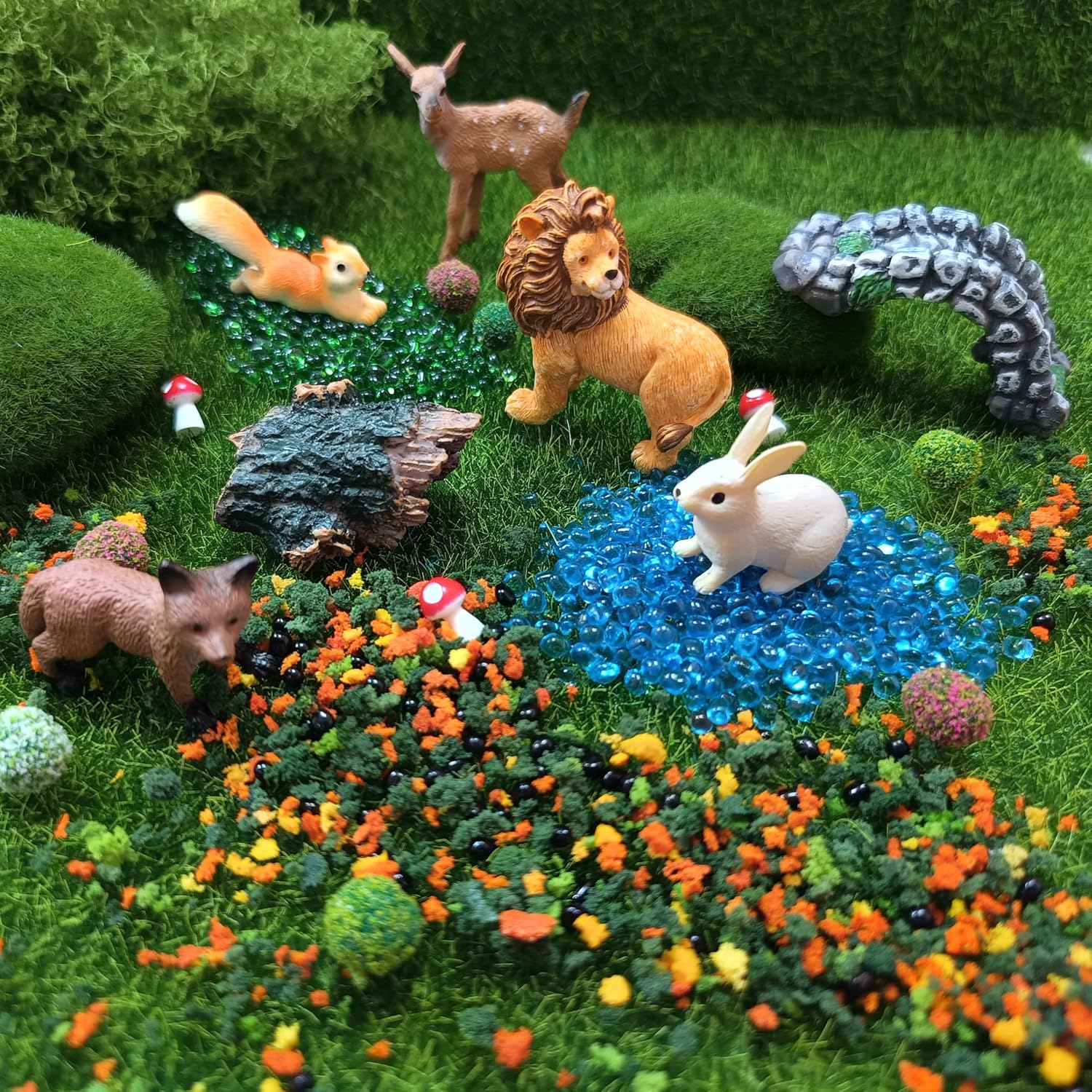 Fairy Garden Accessories, Decorative Sand, Grass, Tree Powder, Miniature Garden Figurineswith Moss for DIY, Micro Landscape Decoration