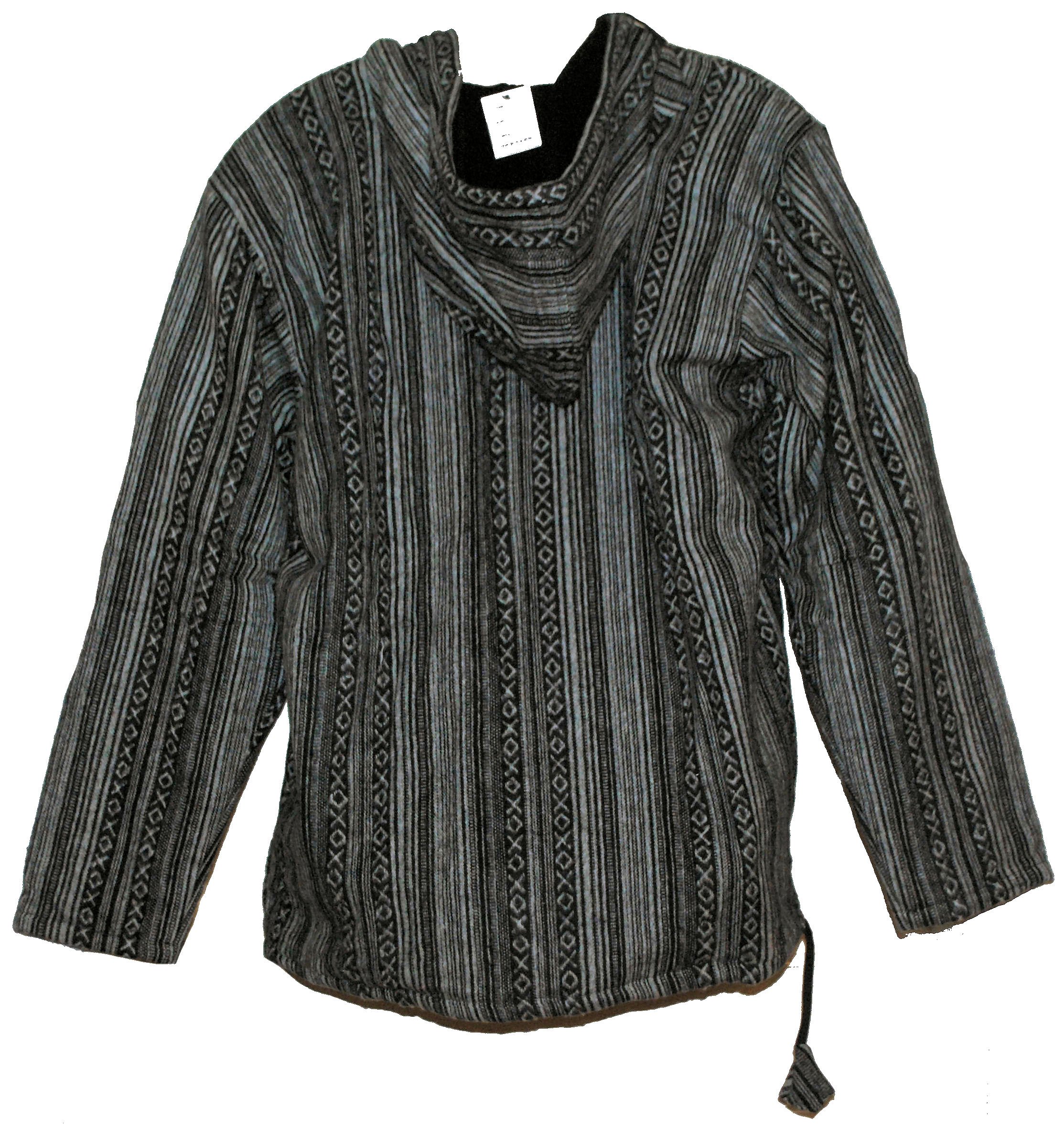 Terrapin Trading Fair Trade Mens Heavy Cotton Polar Lined Gheri Jumper/Hooded Top from Nepal Black