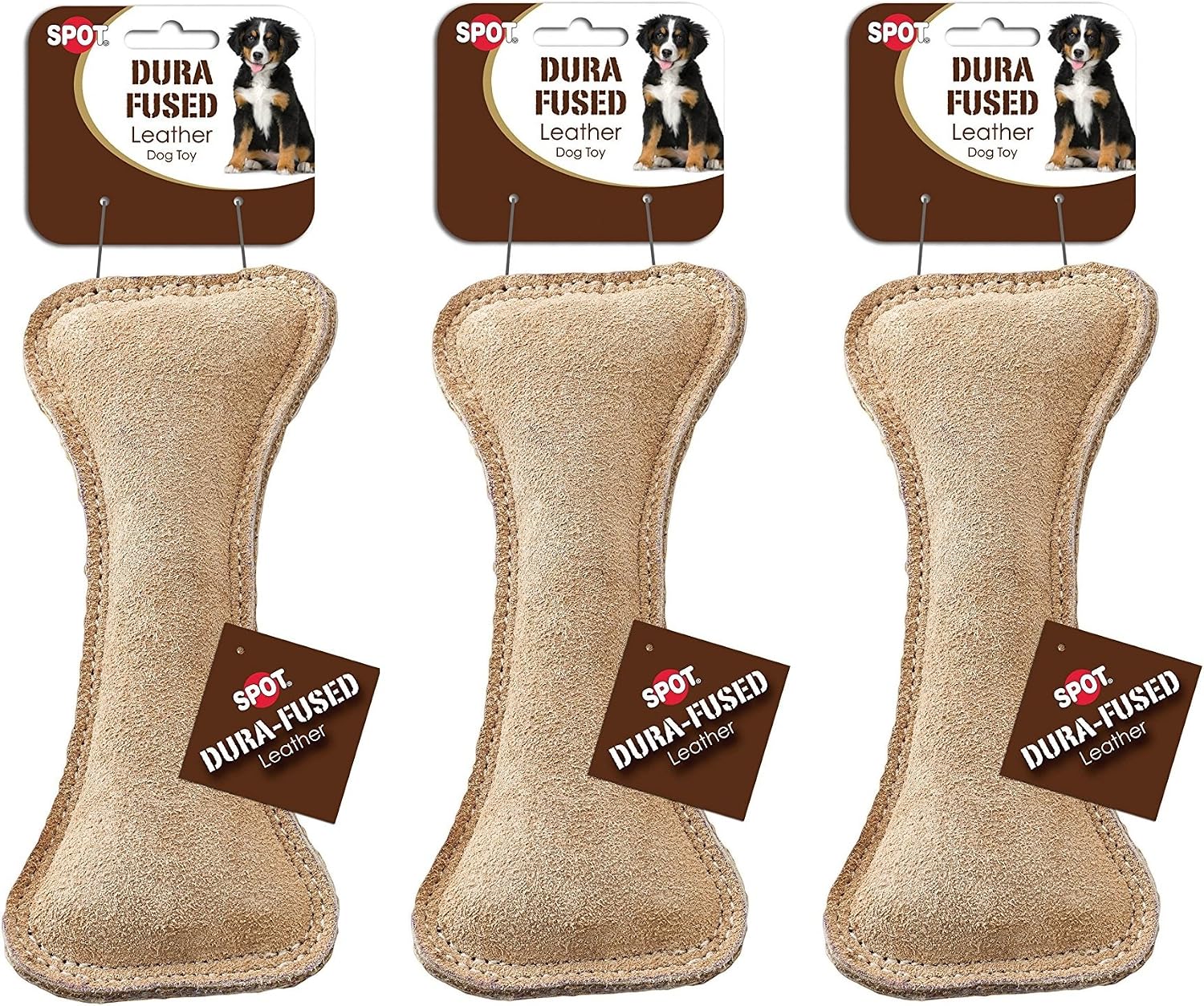 Ethical Pet Dura Fused Leather Bone Dog Toy, 7-Inch (3 Bones)