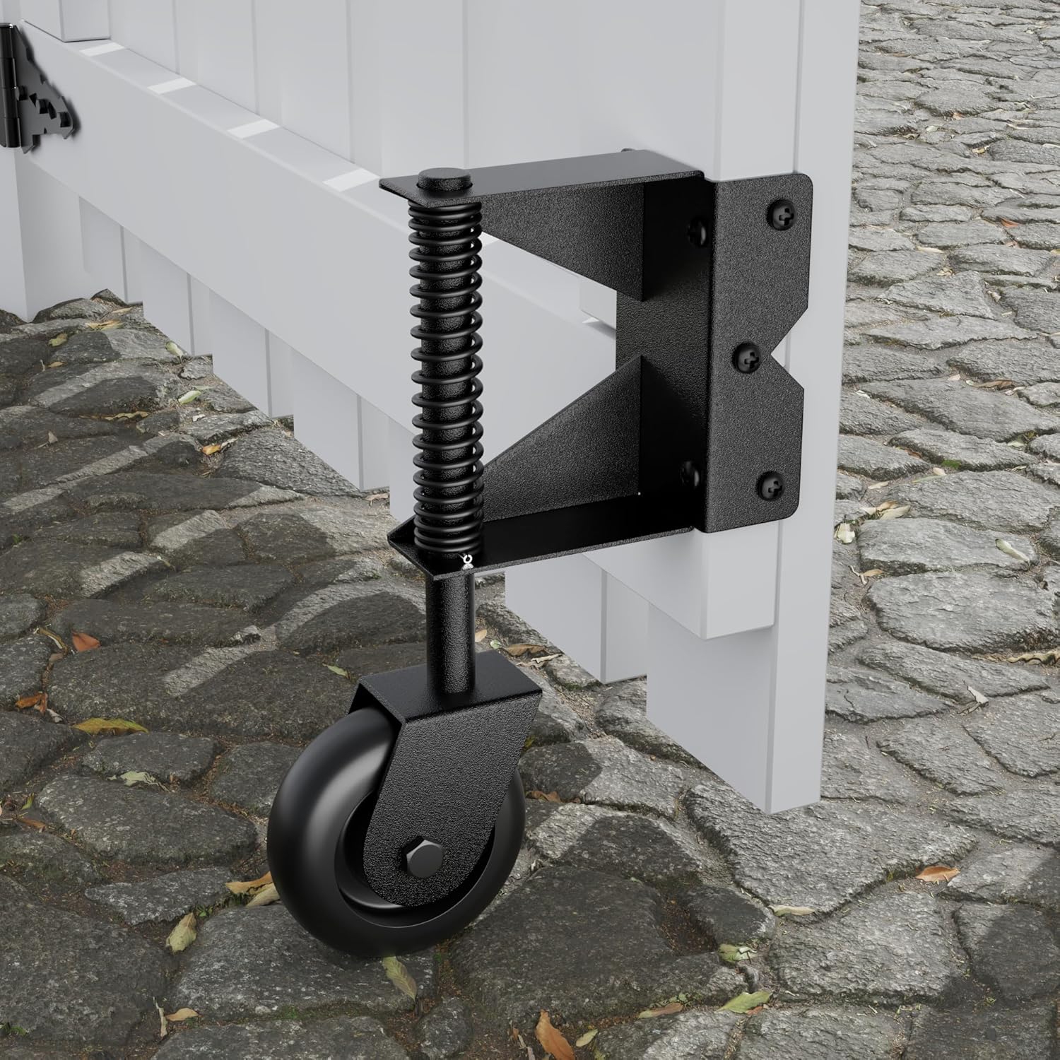 SKYSEN 4" Gate Wheels for Wooden Gate, Fence Gate Wheel, Spring Loaded Gate Caster with 360 Degree Universal Mount Plate for Metal Gate, Fence Gate, Wooden Gate, 220lbs Capacity, Black(gc-zy)