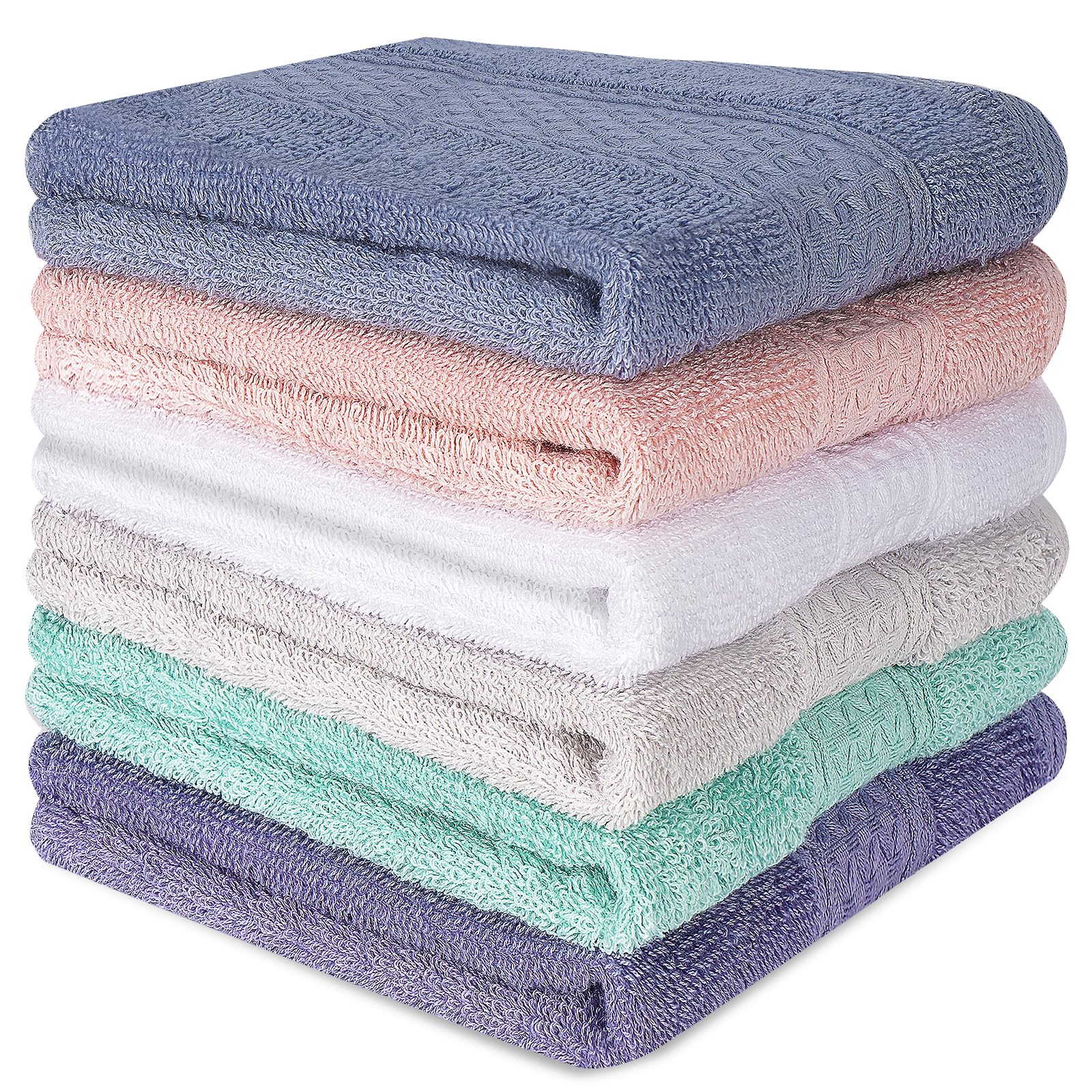 6 Pack 100 Cotton Wash Cloth 13x13 Inch Highly Absorbent and Soft Feel Fingertip Towels Machine Washable Washcloths