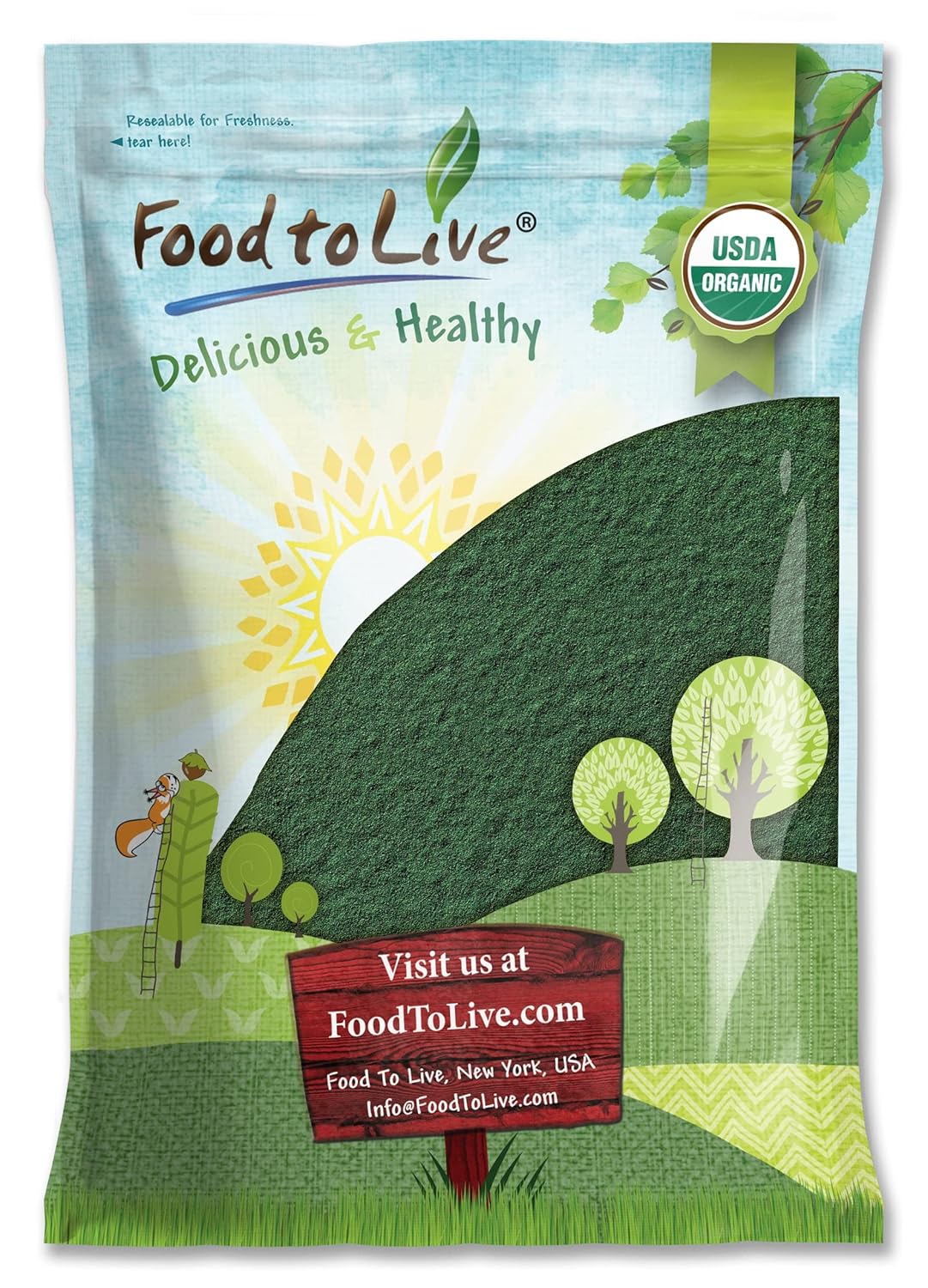 Food to Live Organic Spirulina Powder, 4 Pounds — Non-GMO, Kosher, Raw Blue-Green Algae, Vegan Superfood, Bulk, Non-Irradiated, Pure Vegan Green Protein, Rich in Vitamins & Minerals, Great for Drinks