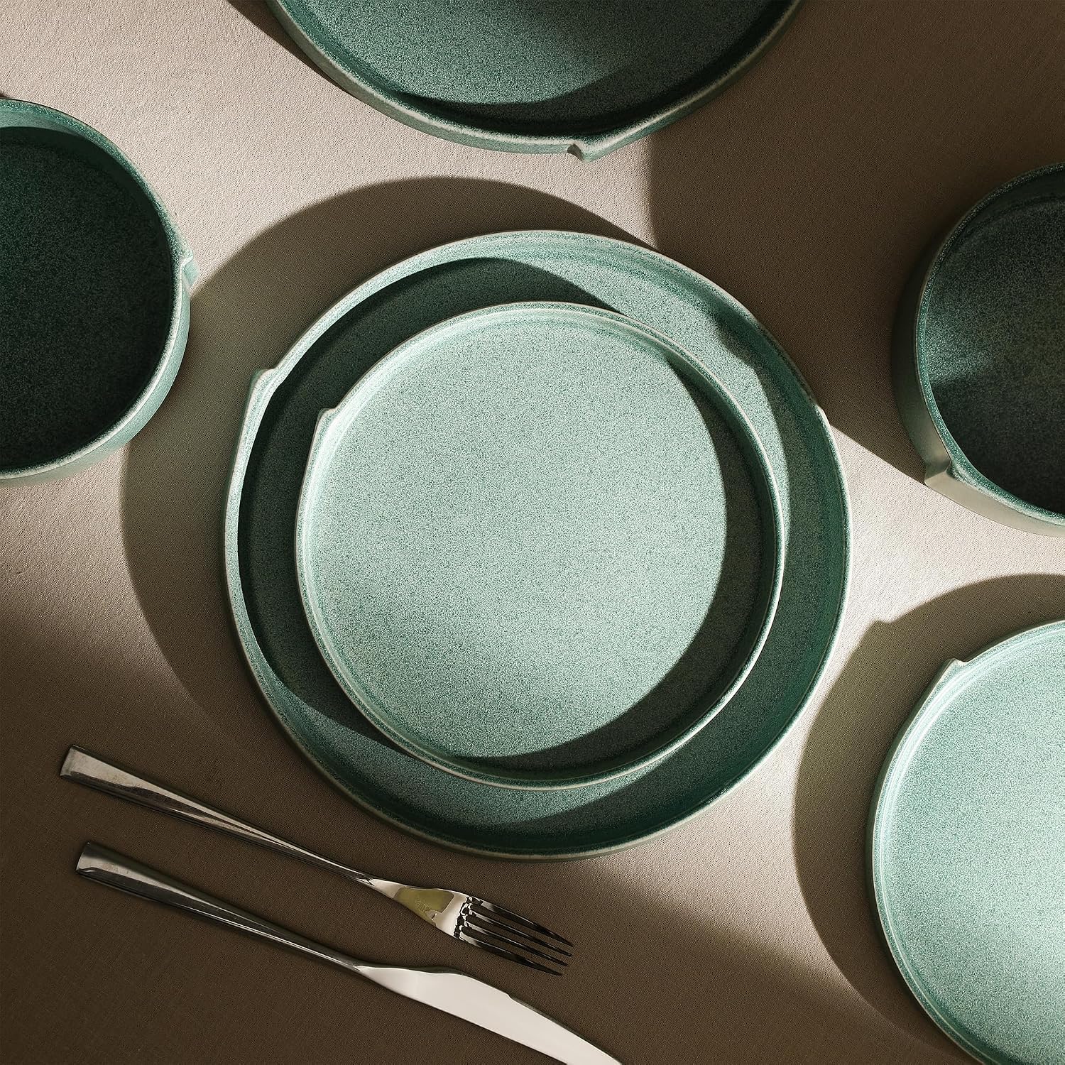 Stone Lain Bao 4-Piece Dinner Plate Set Stoneware, Green image 4