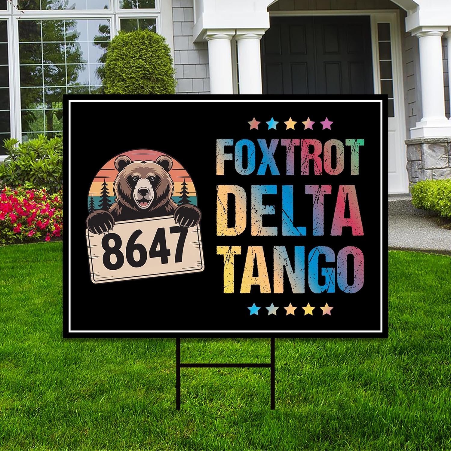 Foxtrot Delta Tango 8647 Yard Sign - Resist Hate, Anti-Trump Sign, Resist Racism, Resist Fascism Yard Sign with Metal H-Stake (Multicolor, 18" x 12", Double Sided)
