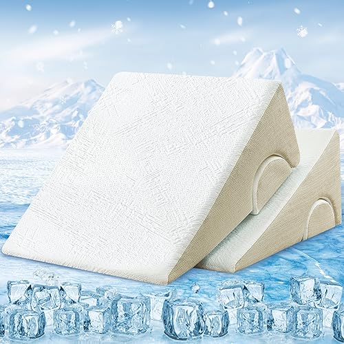 Miniatura 8 de Almohada de cuña de cama de 10 pulgadas para cabecero, almohada de enfriamiento de espuma viscoelástica de gel, almohada de cuña para apnea del