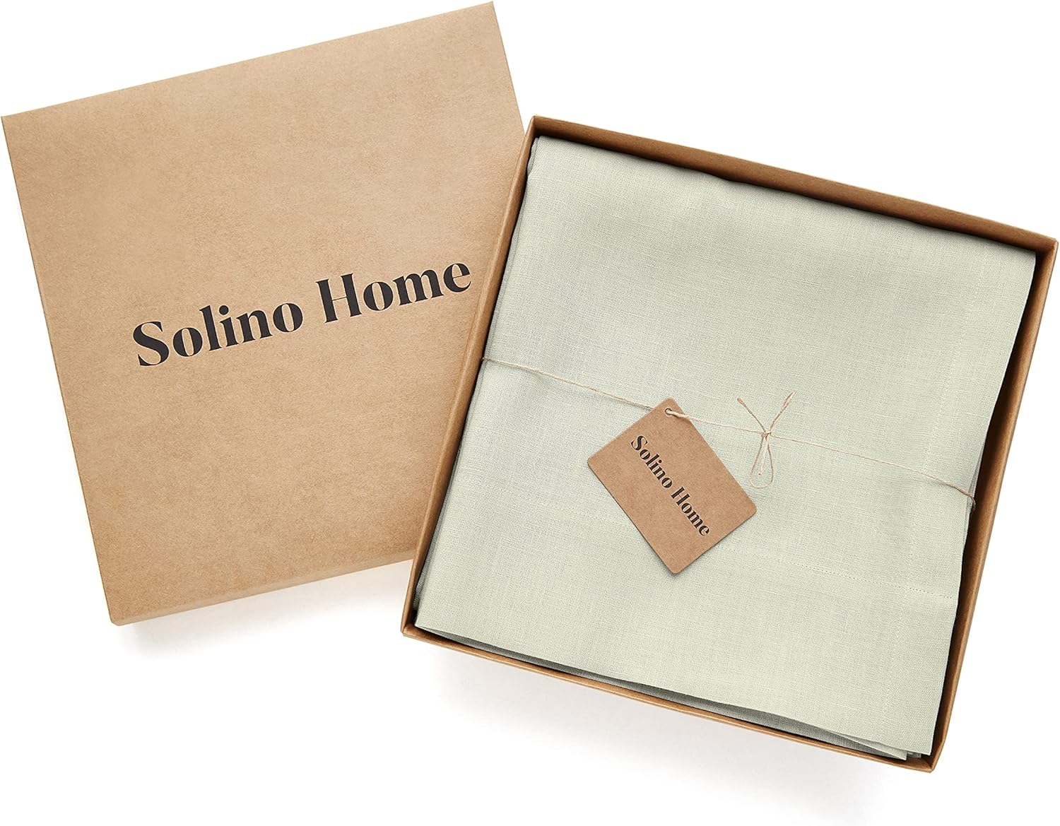 Solino Home Sage Green Linen Curtain 63 Inch, Light Filtering Rod Pocket Curtain 52 x 63 Inch, 100% Pure Linen European Flax Window Treatment for Living Room, Bedroom - 1 Panel