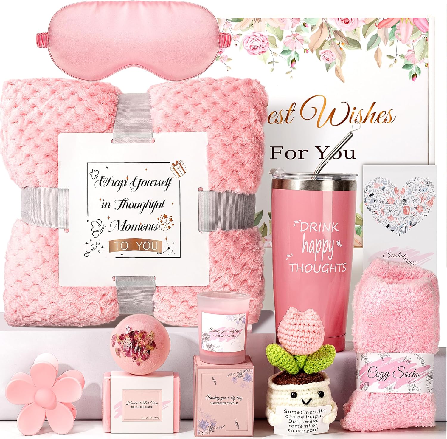Gift Baskets for Women, Self-Care Get Well Soon Gifts Birthday Gift box for Women,Spa Unique Box Feel Better Care Package, Thinking of You Christmas Gifts for Mom, Wife, Sister, Grandma Friends