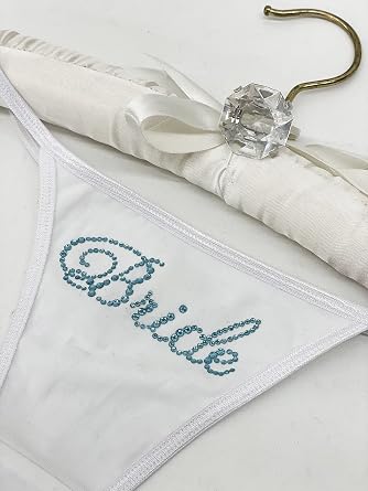 Bride Something Blue Rhinestone Bridal Thong