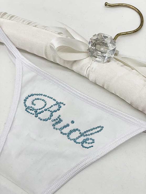 Bride Something Blue Rhinestone Bridal Thong