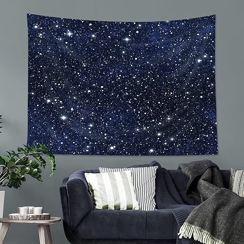 Imirell Tapiz de estrellas de cielo nocturno, 59 pulgadas de ancho x 51 pulgadas de alto, para colgar en la pared, azul oscuro, galaxia, espacio,