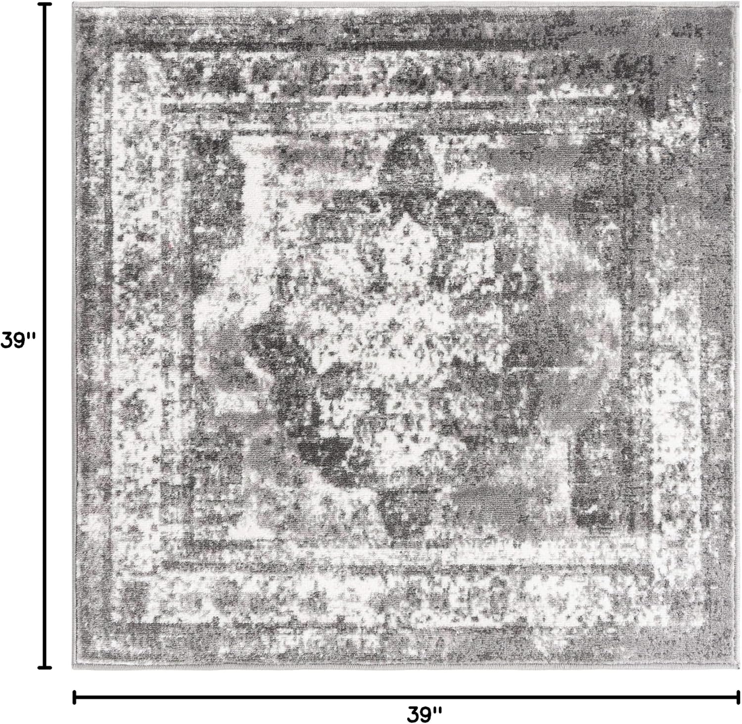 Unique Loom Sofia Collection Area Rug - Salle Garnier (3' 3" Square, Gray/ Ivory) image 2