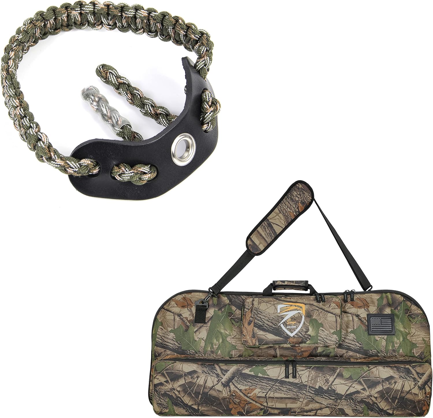 SUNYA Archery Bow Wrist Sling+Compound Bow Case with Molle System