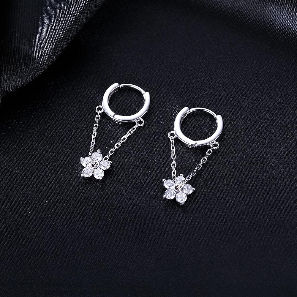 Reffeer Orecchini pendenti a cerchio in argento Sterling 925