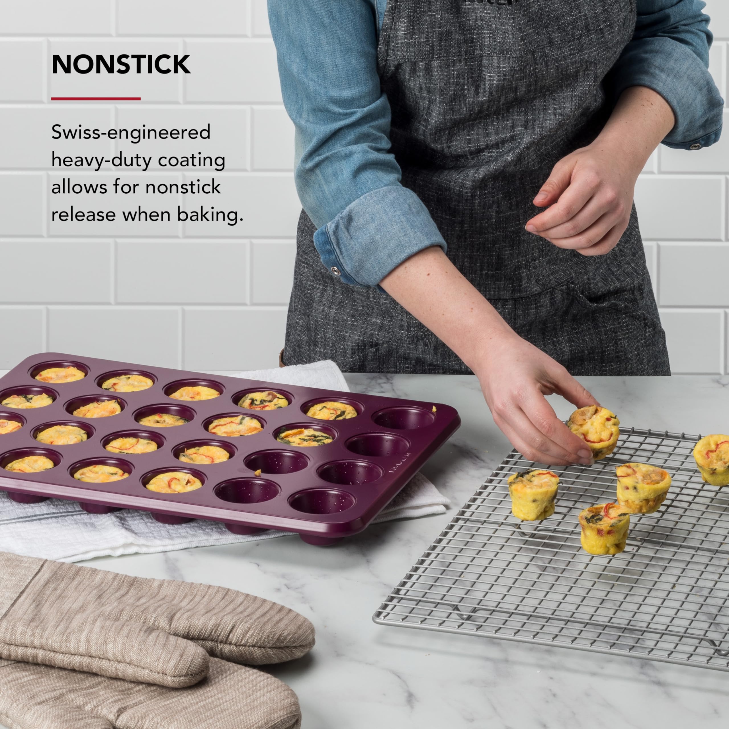 KitchenAid Mini-Muffinform für 24 Cups, antihaftbeschichtet, aluminisierter Stahl, Rote Beete