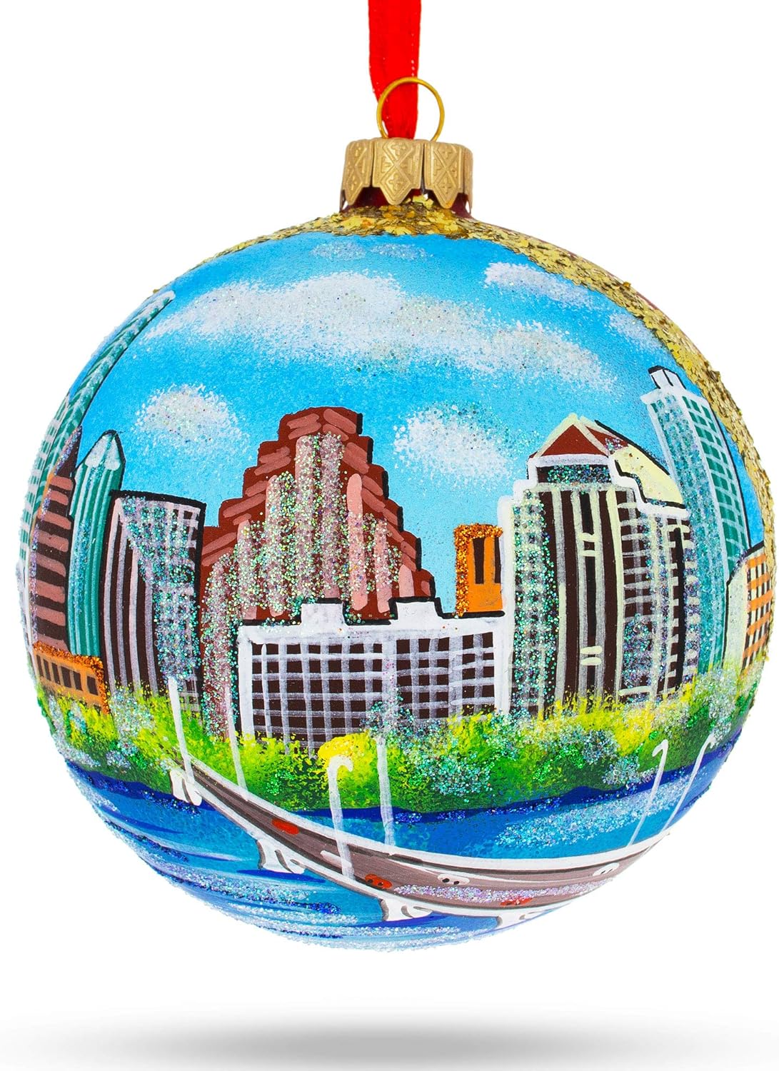 Austin, Texas Glass Ball Christmas Ornament 4 Inches - Image 6