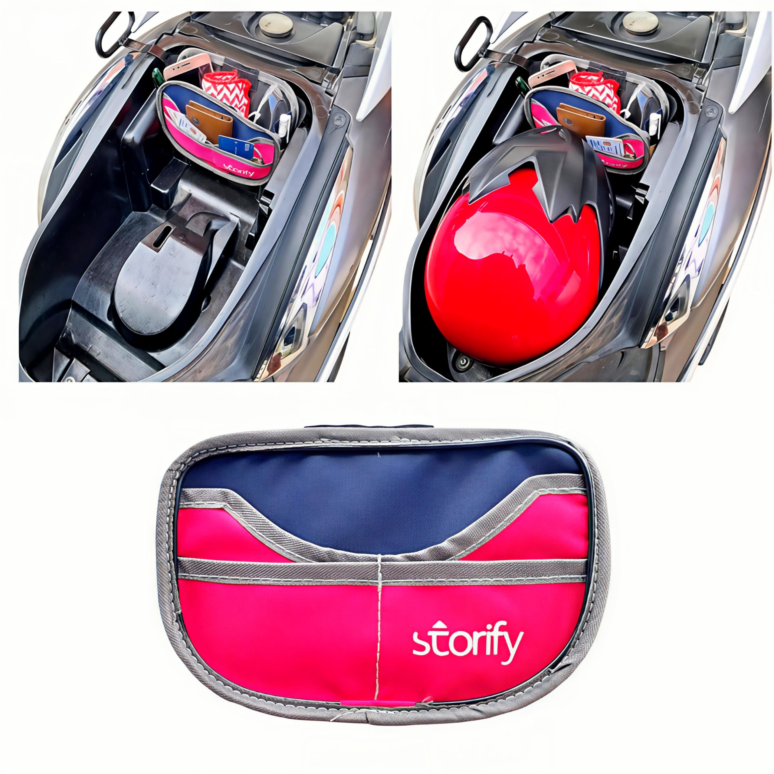 Storify™️ Pouch for Scooter Scooty Two-Wheeler Under-Seat Storage | Removable and Collapsible Organizer Bag for Documents, License, Mobile Phone, Keys, Pen, Specs Glass, and More (8×5 inch)