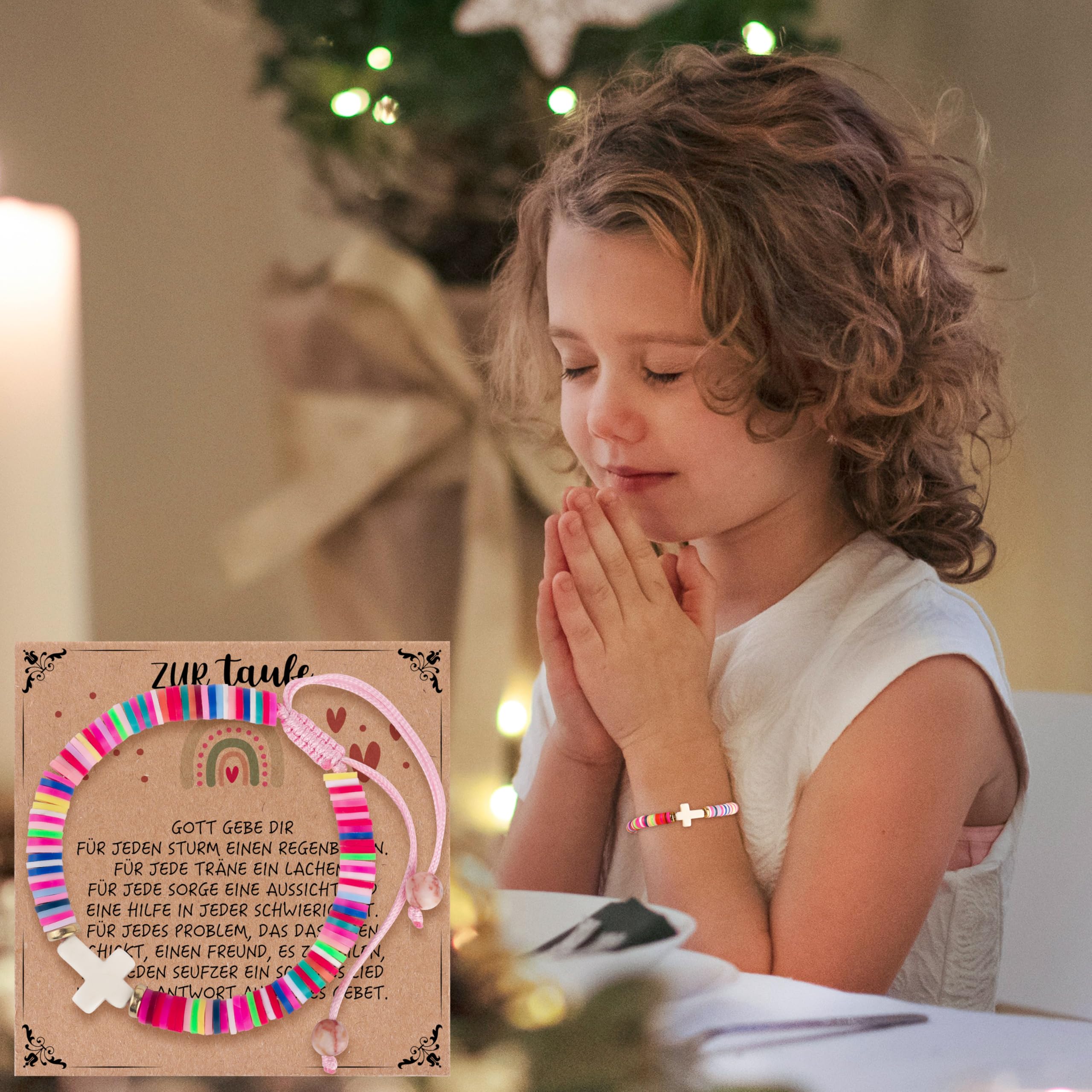 Rebundex Taufgeschenke für Mädchen Taufe Geschenk Taufgeschenk Mädchen, Taufe Kreuz Armband Geschenk zur Kinder, Tochter, Nichte