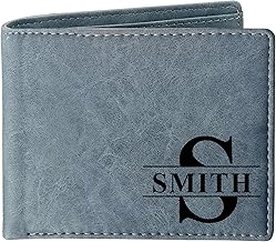 EDSG Custom Wallets for Men, Wallet With Picture, Engraved Gifts for Boyfriend, Men, Husband, Dad Gifts for Fathers Day Birthday Valentine Day Christmas Graduation (Blue, Design 1)