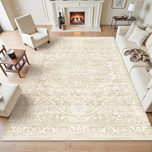 Miniatura 160 de Rugland Alfombras de área de 8 x 10, alfombra lavable resistente a las manchas, alfombras antideslizantes para sala de estar, alfombras tribales