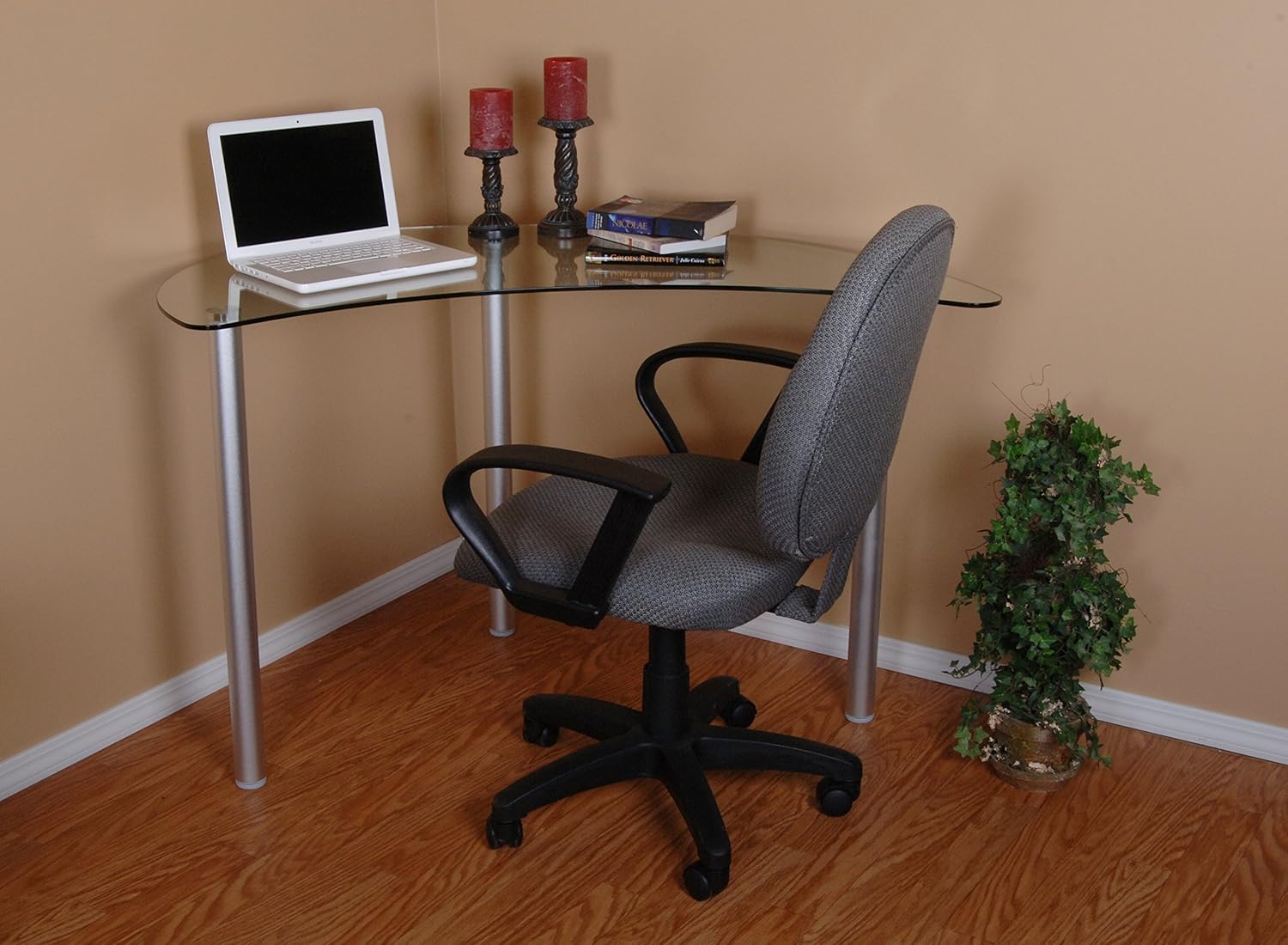 Clear Glass Corner Computer Desk