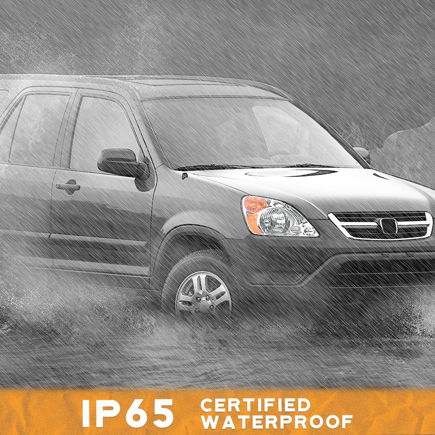 WEELMOTO Halogen Headlights for 2002-2004 Honda CR-V,Headlamp for 2002 2003 2004 Honda CR-V with Chrome Housing Amber Reflector Left+Right Side