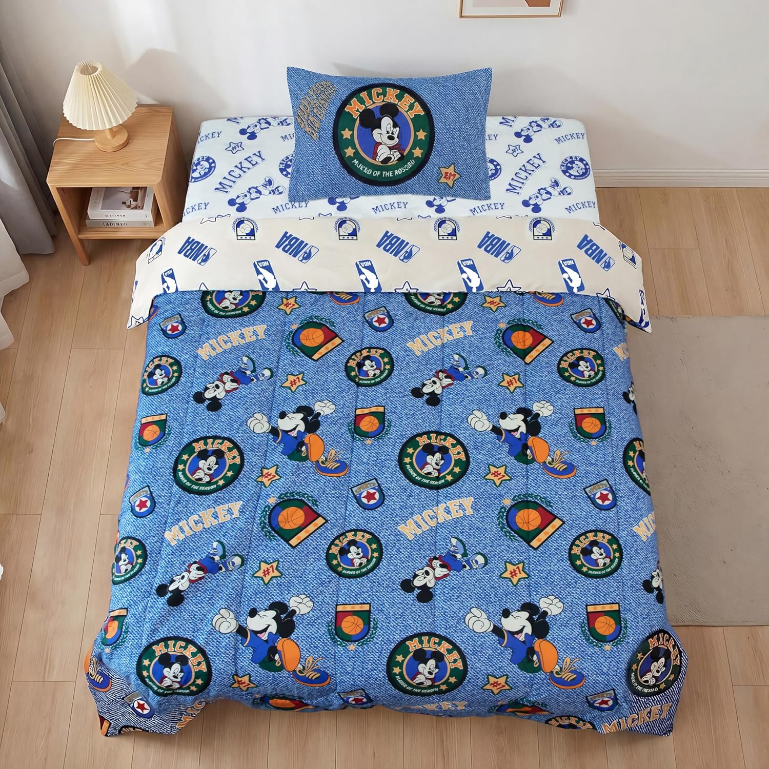 Northwest Disney Mickey Mouse Twin Comforter Set, Reversible Design Ultra Soft Fade Resistant Microfiber Kids Bedding Set, Officially Licensed