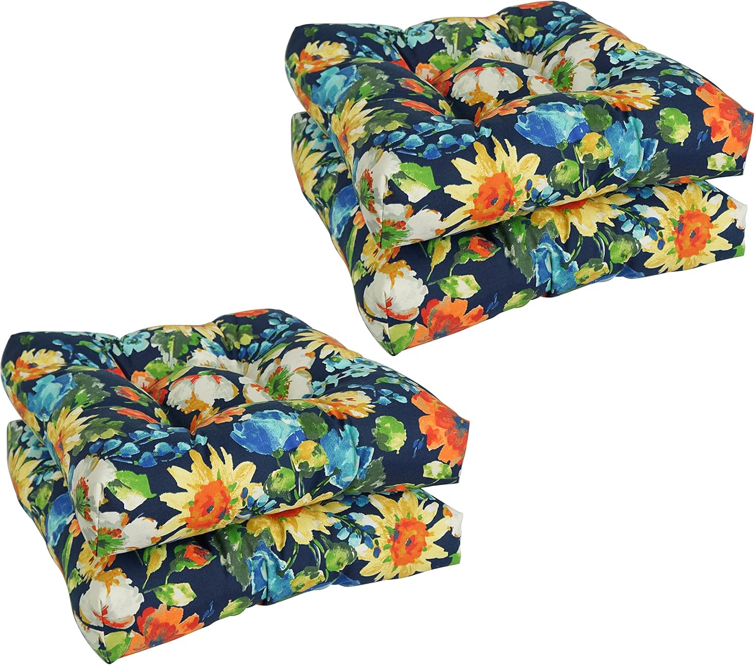 Blazing Needles Outdoor 19-inch Square Chair Cushion, 19 x 19, Alfinia Fresco Caspian