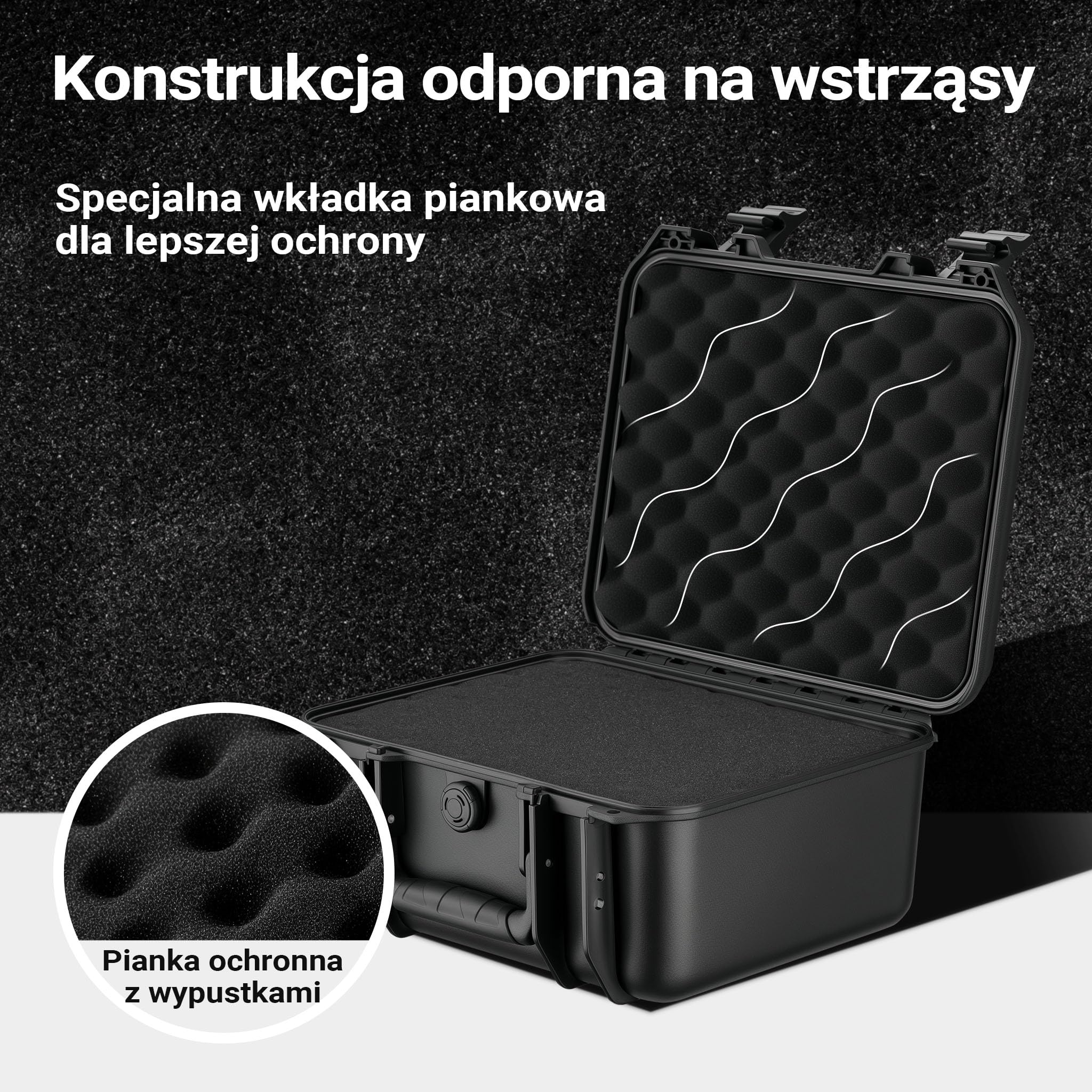 Wiltec Walizka uniwersalna 36,2 x 31 x 17,5 cm z pianką, wodoodporny kufer z PP i włókna szklanego do transportu sprzętu wrażliwego
