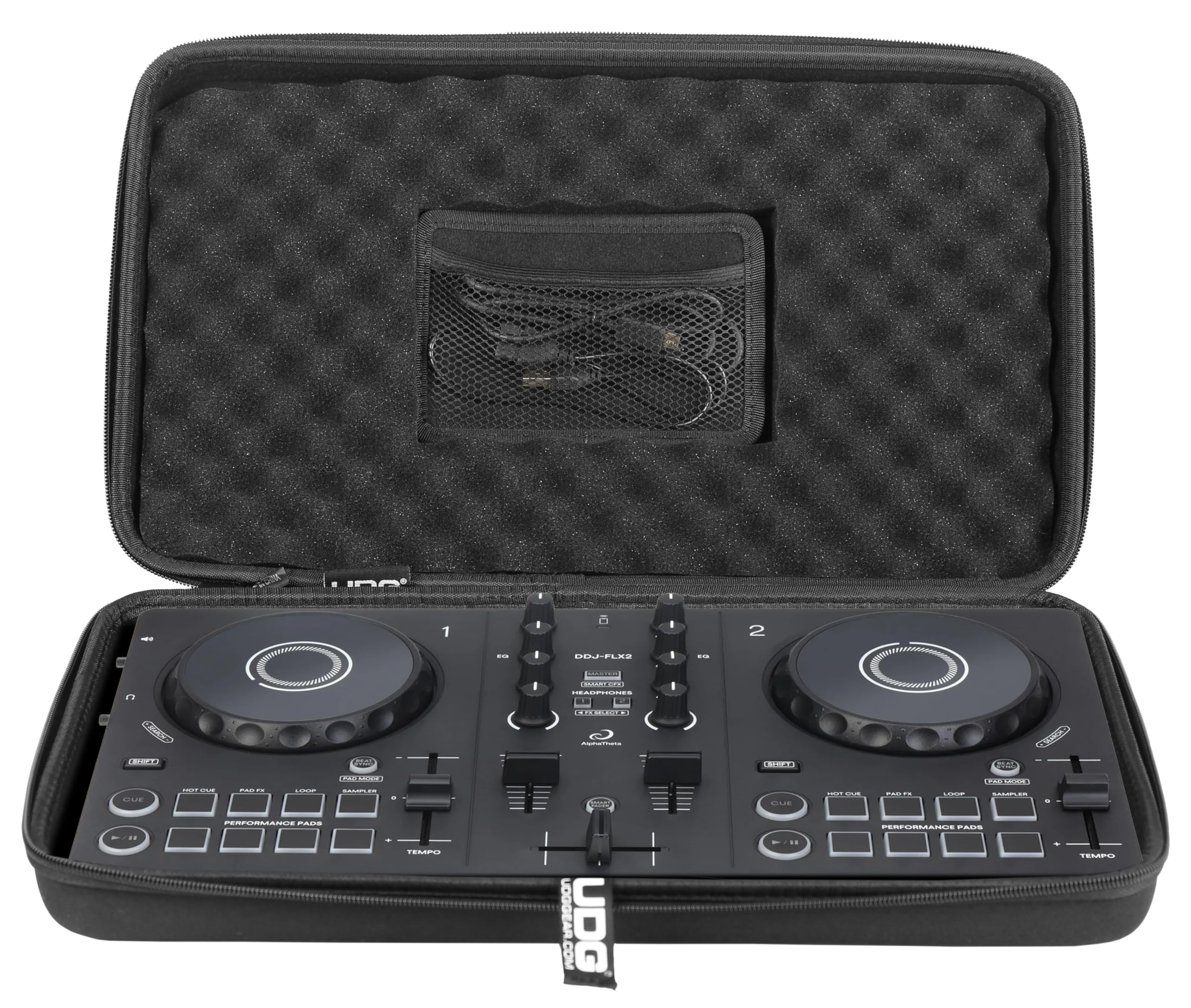 UDG Creator Hardcase AlphaTheta DDJ-FLX2, Schwarz (U8331BL) | Formgepresste EVA-Schale; präzise geschnittener Schaumeinsatz; wasserabweisendes Nylon; tourgerecht