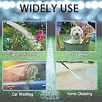 Vista 7 de Manguera de jardín, manguera de agua rizada de poliuretano verde de 50 pies con conectores de latón, bobina de manguera de riego, retráctil