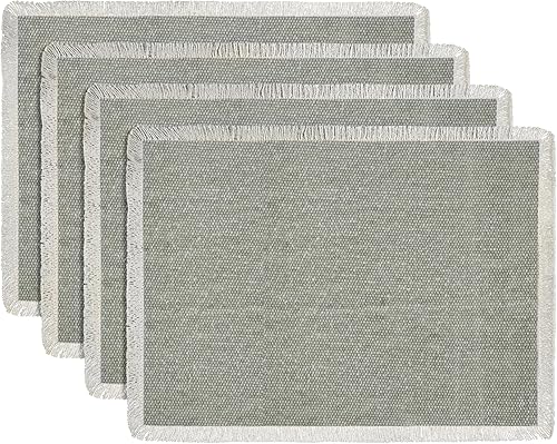 Miniatura 16 de Hausattire - Juego de 6 manteles individuales de algodón deshilachados para mesa de comedor 13x19 pulgadas | Mantel individual de estilo rústico