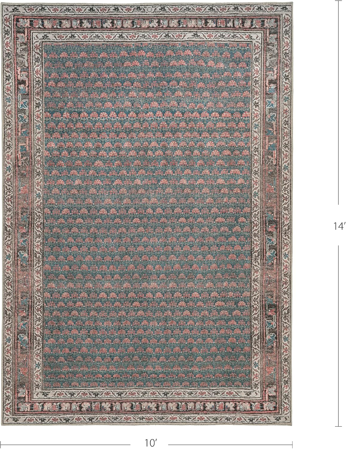 Knot Again 10’ x 14’ Area Rug – Clay & Mineral Blue Heritage Flatweave, Low-Pile – Easy Clean Area Rug – Perfect for Living Room, Dining Room, Bedroom – Pet & Kid Friendly