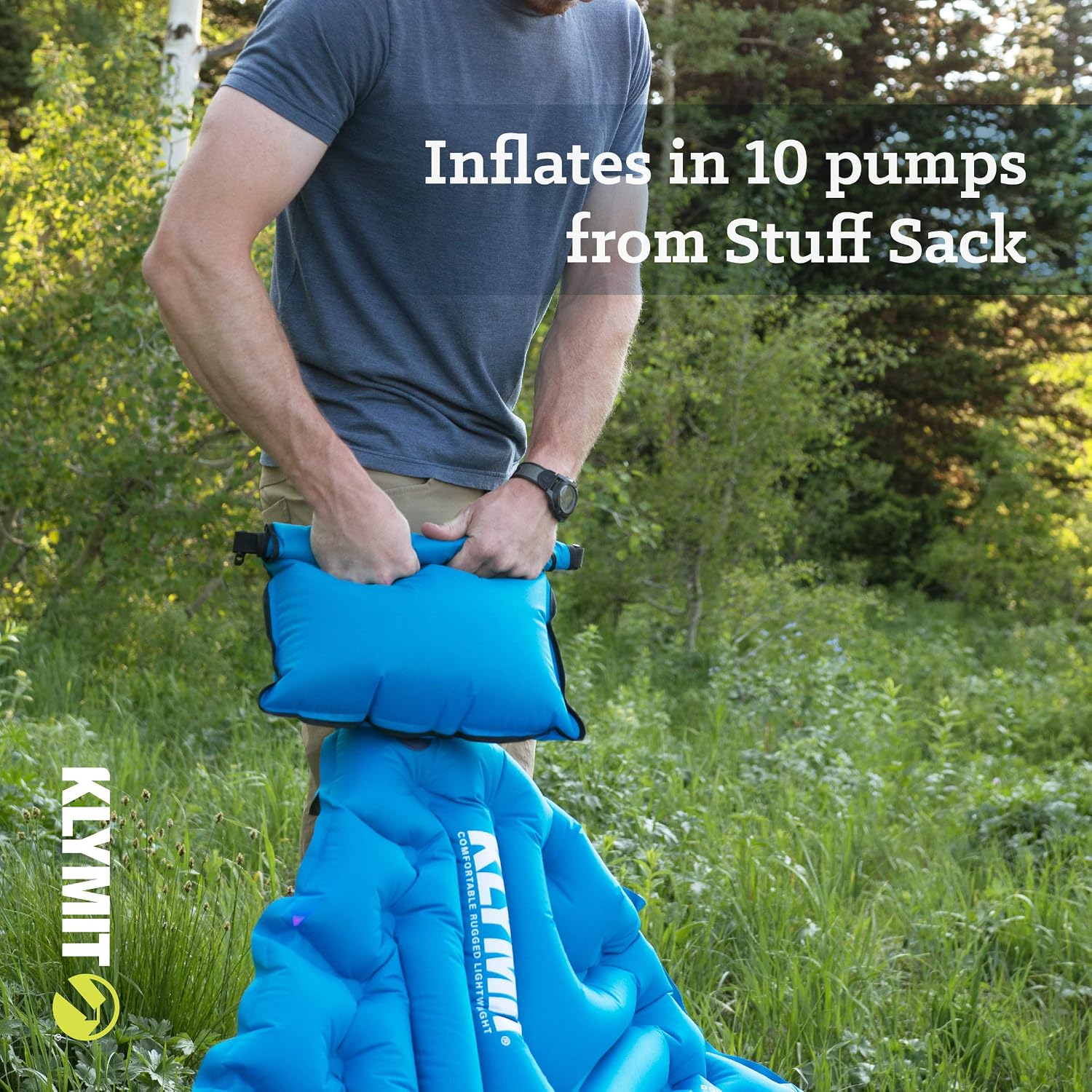 Klymit Unisex's Double V Sleeping Pad, Blue-2020, One size - Image 4
